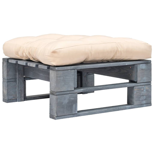 Tuinhocker met zandkleurig kussen pallet hout grijs is nu te koop bij PeponiXL, paradijselijk wonen!