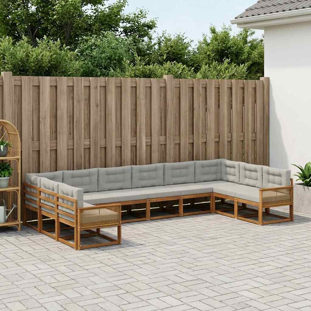 Buiten bankenset met kussen 10 pcs Naturel en lichtgrijs is nu te koop bij PeponiXL, paradijselijk wonen!