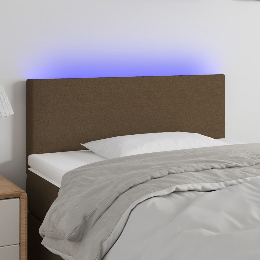 Hoofdbord LED 90x5x78/88 cm stof donkerbruin is nu te koop bij PeponiXL, paradijselijk wonen!