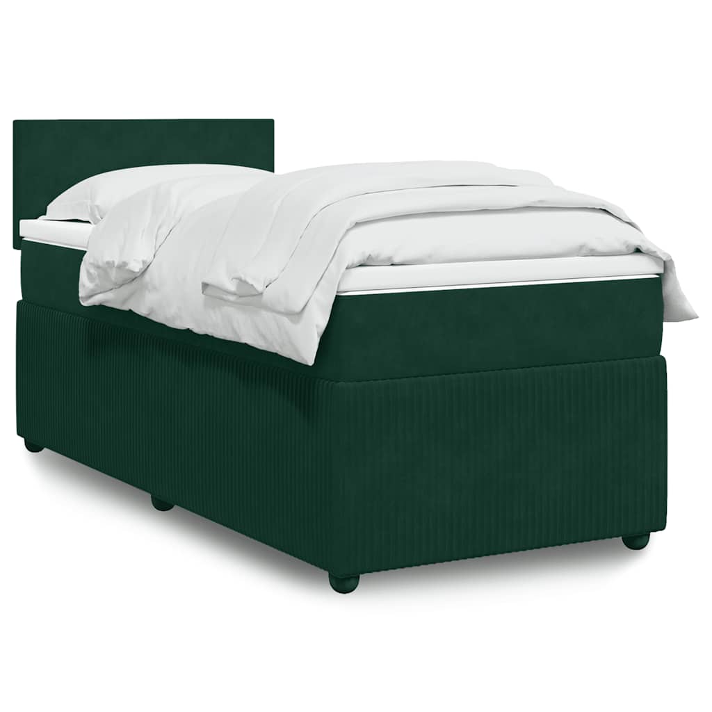 Boxspring met matras fluweel donkergroen 90x190 cm is nu te koop bij PeponiXL, paradijselijk wonen!
