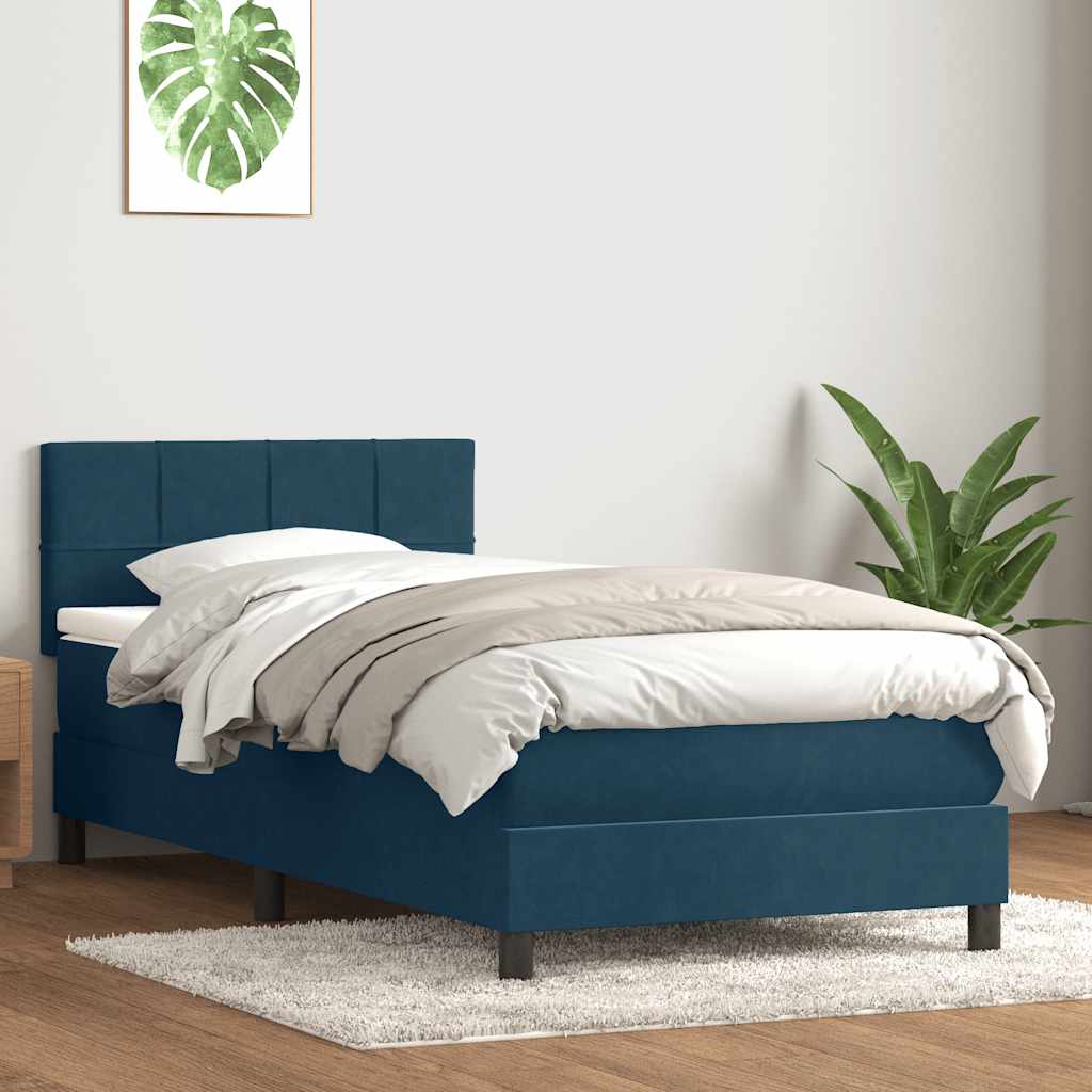 Boxspring met matras fluweel donkerblauw 80x220 cm is nu te koop bij PeponiXL, paradijselijk wonen!