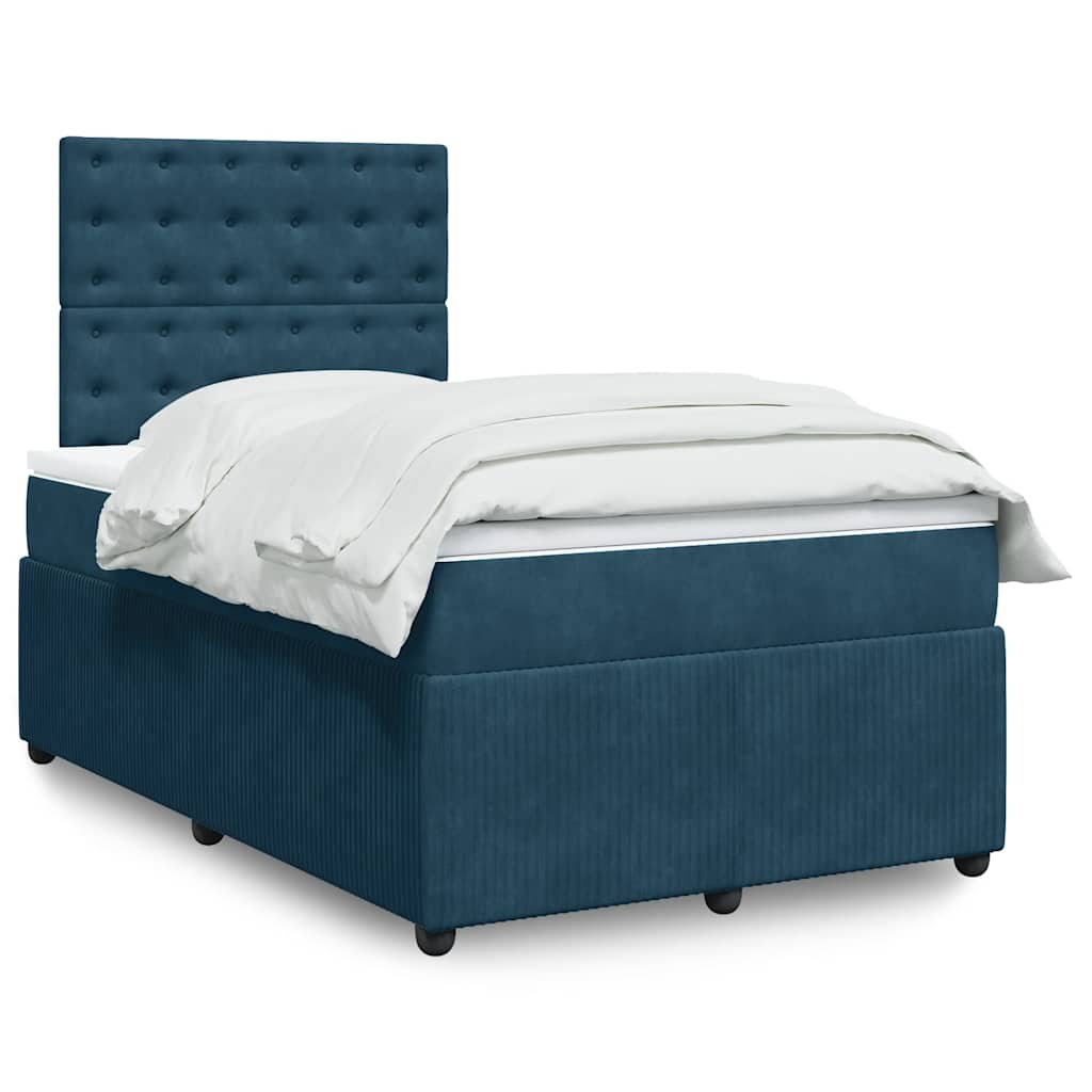 Boxspring met matras fluweel blauw 120x190 cm is nu te koop bij PeponiXL, paradijselijk wonen!