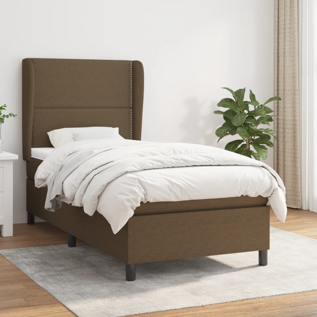 Boxspring met matras stof donkerbruin 90x190 cm is nu te koop bij PeponiXL, paradijselijk wonen!