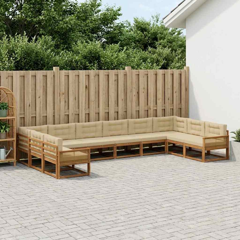Buiten bankenset met kussen 10 pcs Natuurlijk en Beige is nu te koop bij PeponiXL, paradijselijk wonen!
