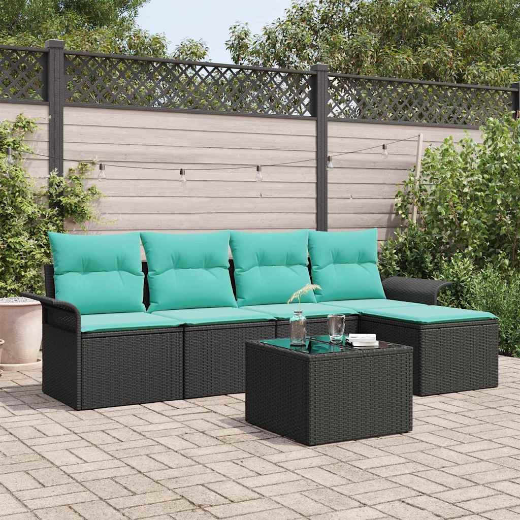 Tuin Sofa Set met opslag 6 pcs Zwart poly rattan is nu te koop bij PeponiXL, paradijselijk wonen!