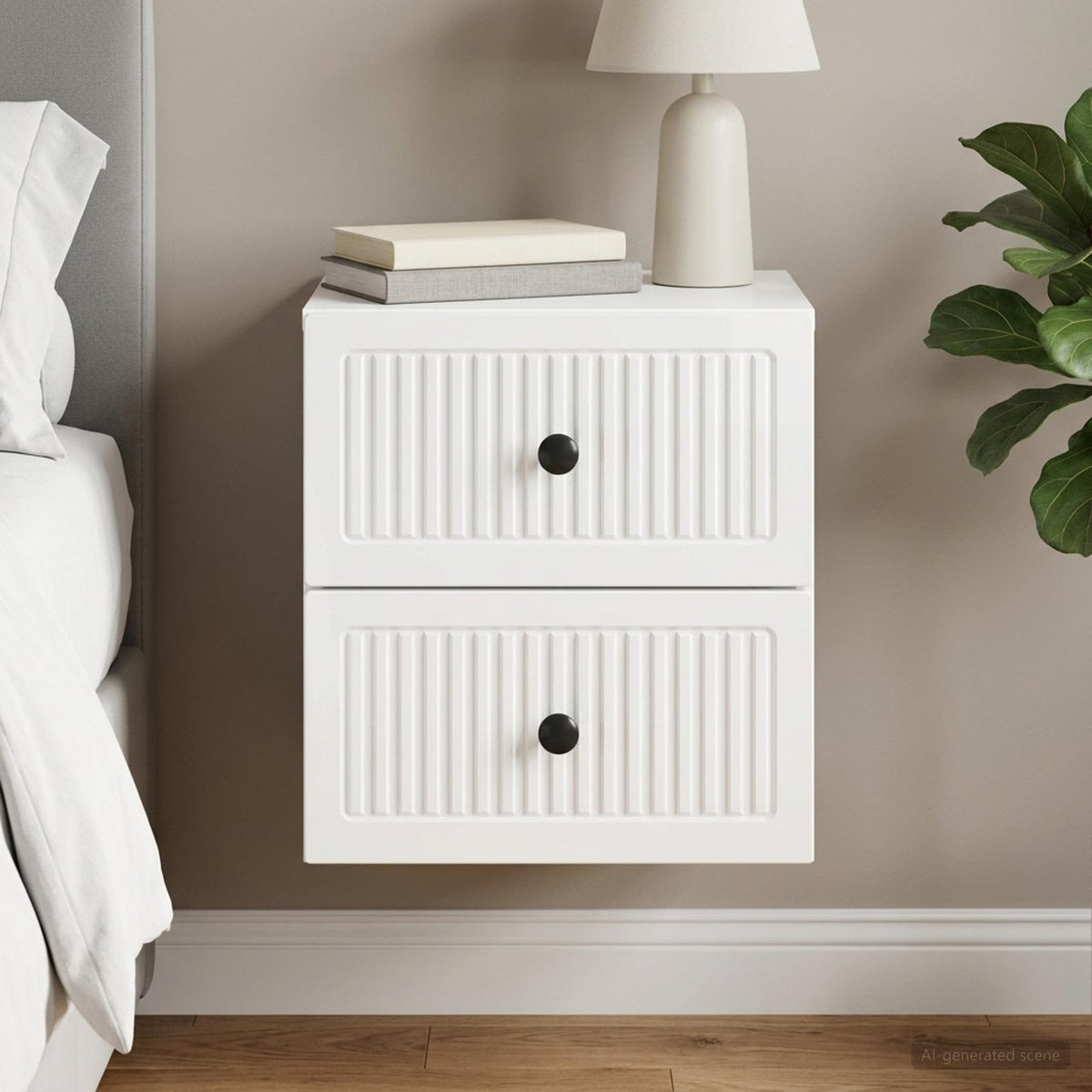 Wandbeugel Bedkast Hoogglans Wit 33 x 34,5 x 40 cm Bewerkt hout is nu te koop bij PeponiXL, paradijselijk wonen!