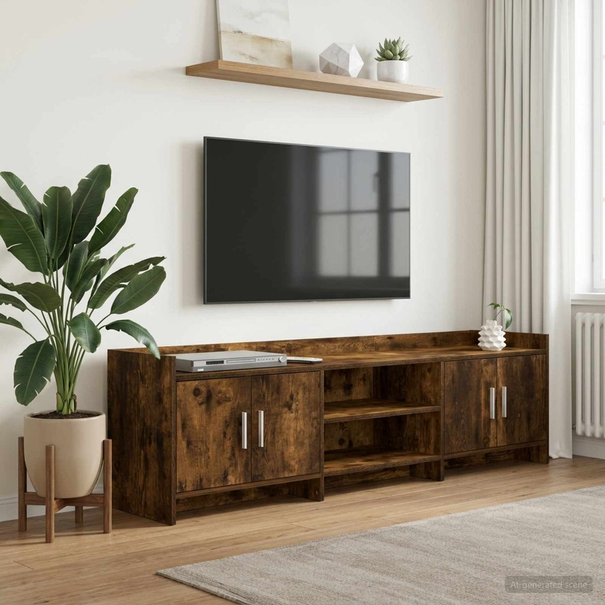 TV-kast 168 x 33 x 47 cm Gerookt eiken Bewerkt hout is nu te koop bij PeponiXL, paradijselijk wonen!