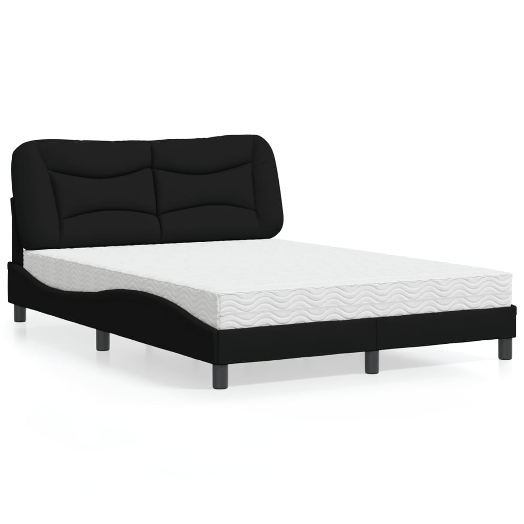 Bed met matras "Hvar" stof zwart 140x200 cm is nu te koop bij PeponiXL, paradijselijk wonen!