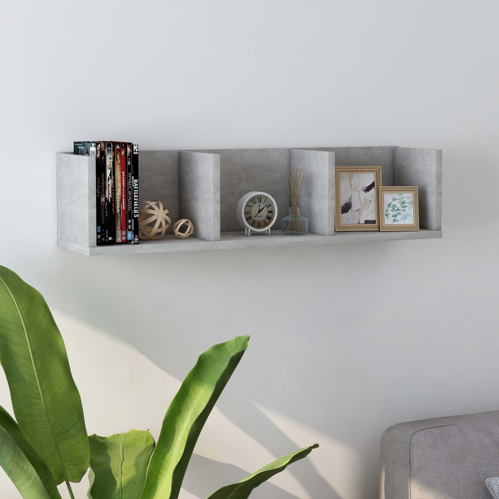 Cd-wandschap 75x18x18 cm bewerkt hout betongrijs is nu te koop bij PeponiXL, paradijselijk wonen!