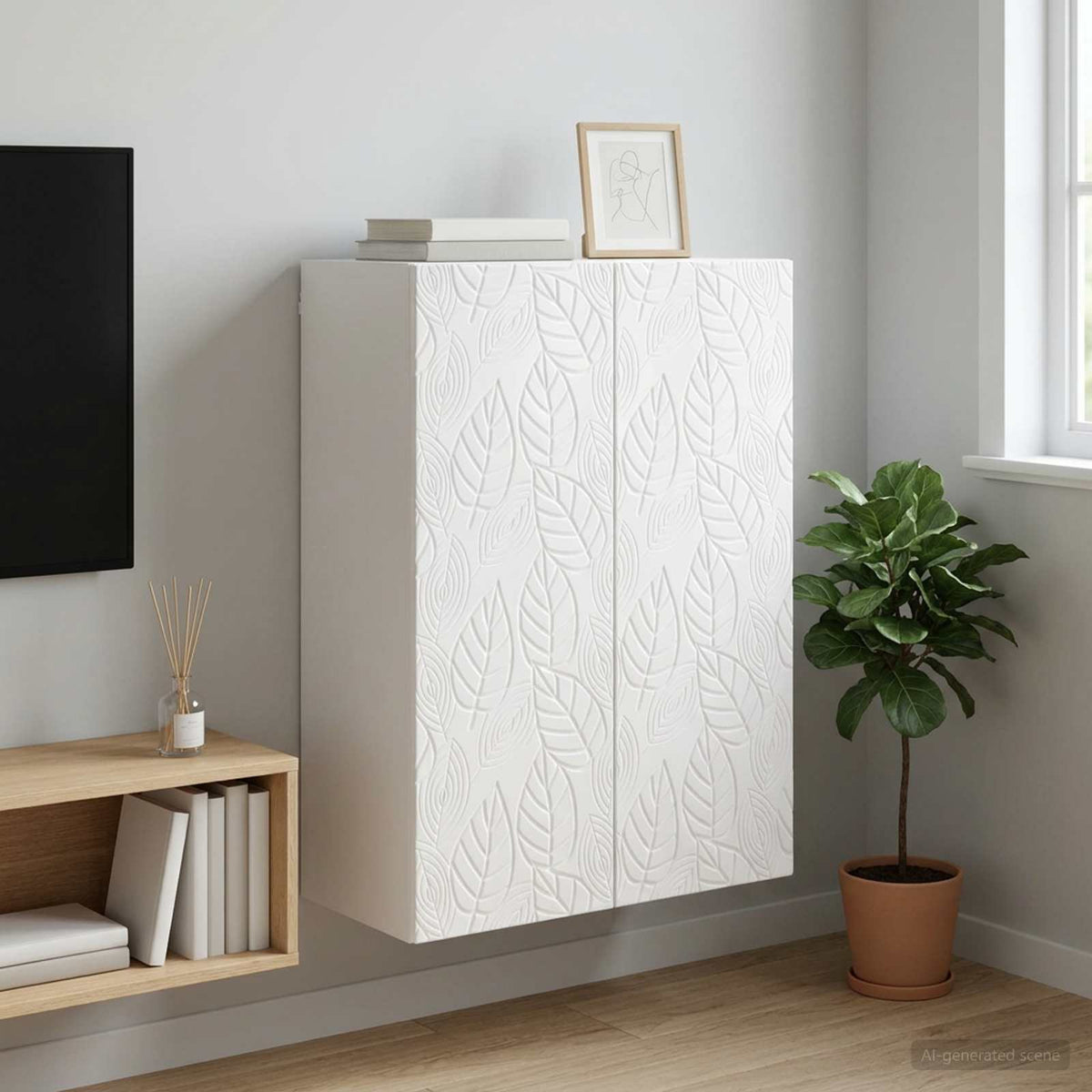 Wandkast Hoogglans Wit 66 x 34,5 x 90 cm Bewerkt hout is nu te koop bij PeponiXL, paradijselijk wonen!