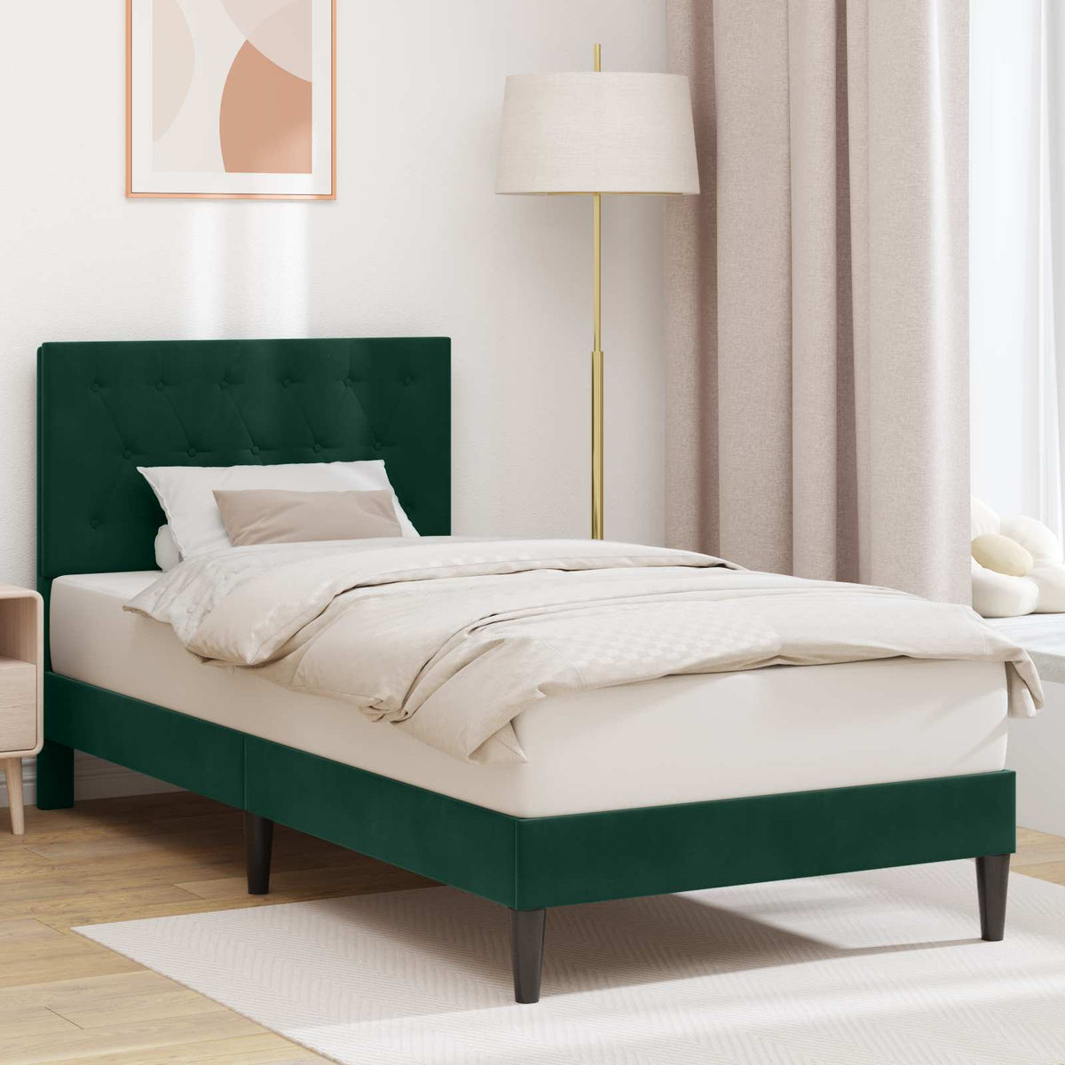 Bedframe met hoofdeinde Donkergroen 80 x 200 cm Fluweel is nu te koop bij PeponiXL, paradijselijk wonen!