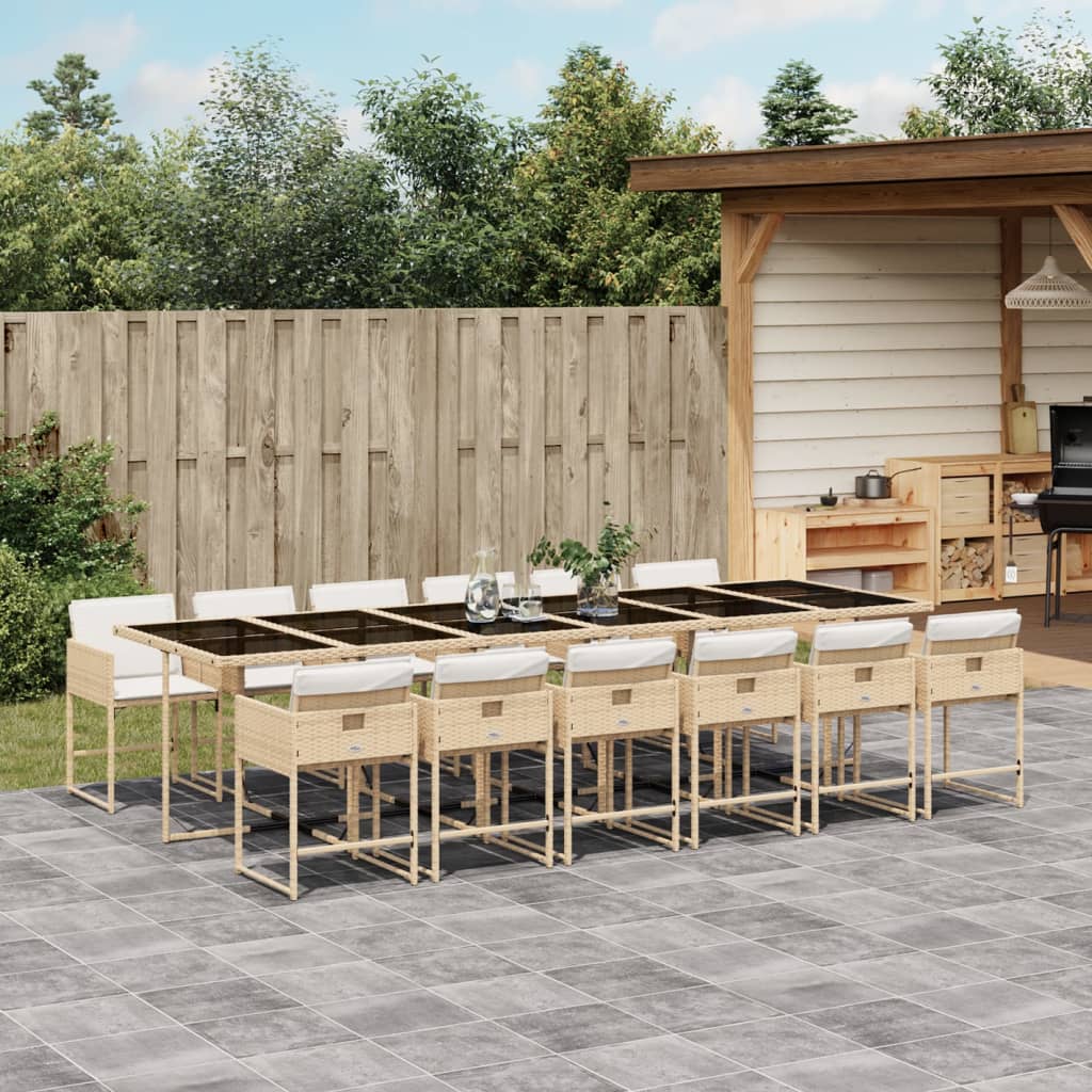 13-delige Tuinset met kussens poly rattan beige is nu te koop bij PeponiXL, paradijselijk wonen!