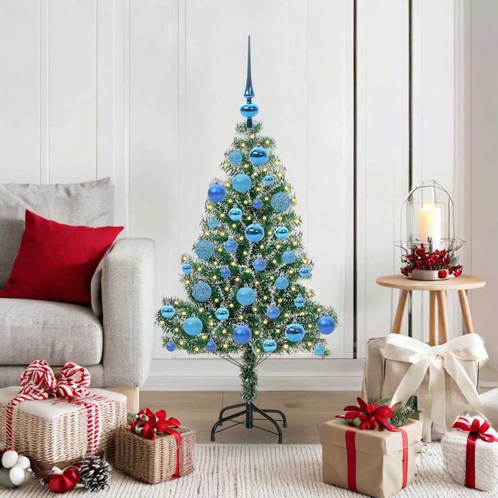 Kunstmatige Kerstboom Sneeuw Gevlochten met LED Licht 120 cm is nu te koop bij PeponiXL, paradijselijk wonen!