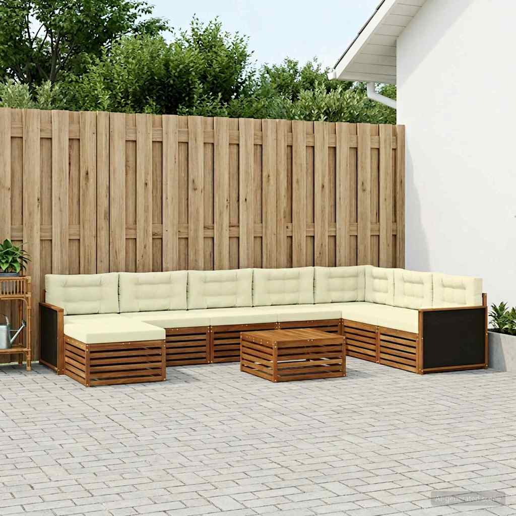 Buiten bankenset 9 pcs Natuurlijk en Crème Massief Acaciahout is nu te koop bij PeponiXL, paradijselijk wonen!