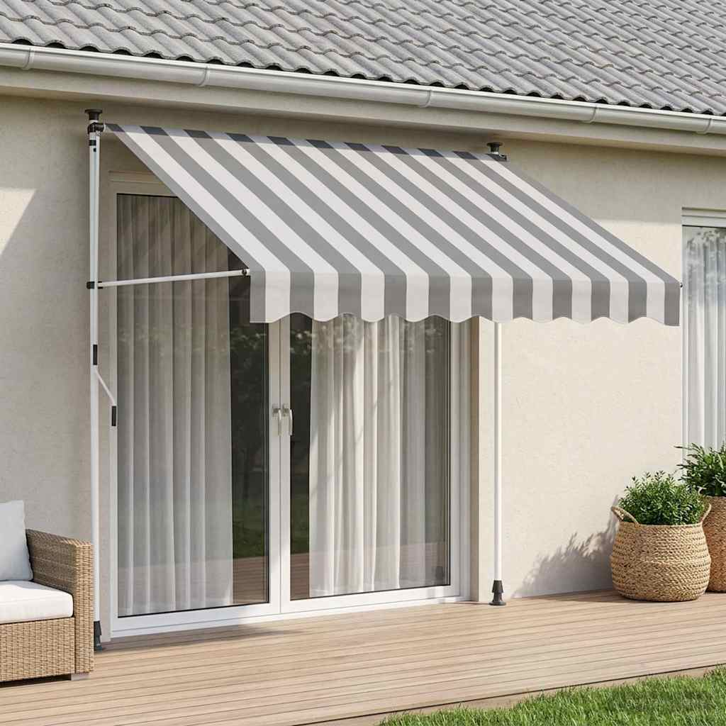 Handmatig uitschuifbare luifel Antraciet en Wit 300 cm is nu te koop bij PeponiXL, paradijselijk wonen!