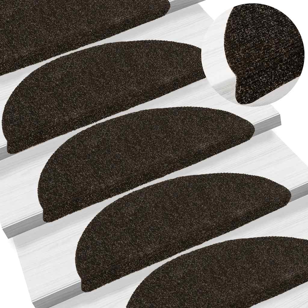 Trapmatten Zelfklevend 5 stuks 56x17x3 cm Donkerbruin Halfrond is nu te koop bij PeponiXL, paradijselijk wonen!