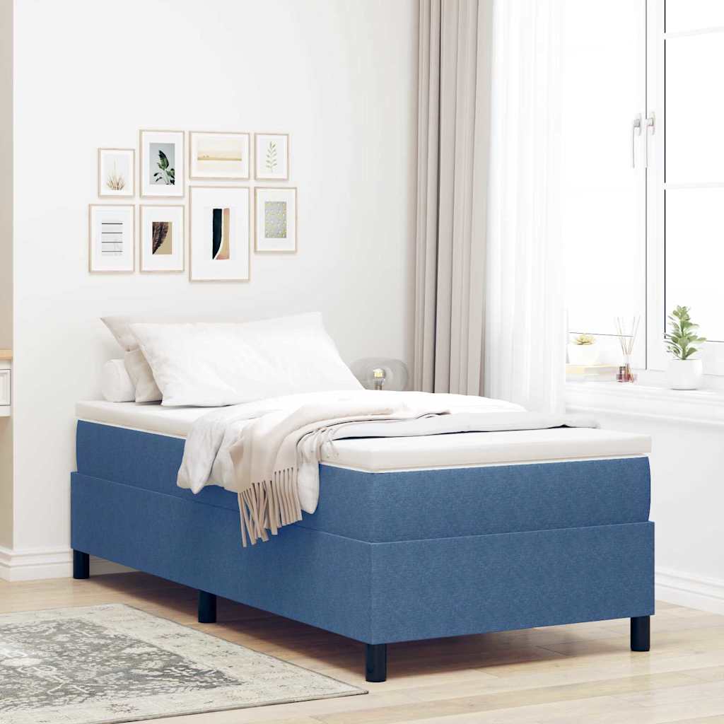 Boxspringbed Blauw en Wit 80 x 200 cm Katoen Stof is nu te koop bij PeponiXL, paradijselijk wonen!