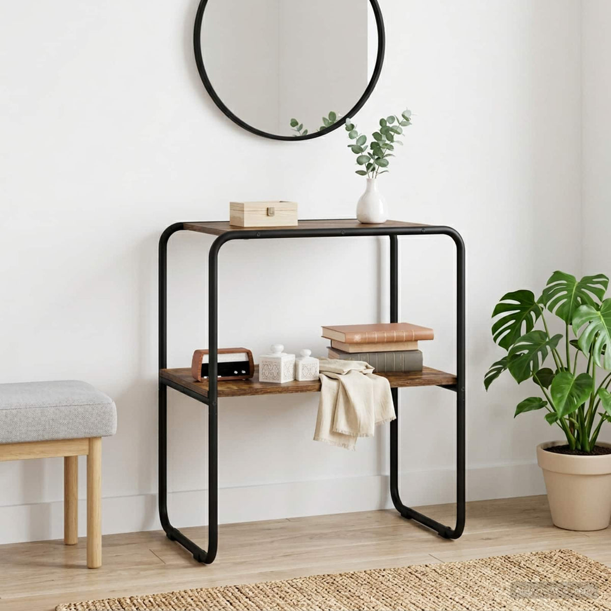 Wandtafel Gerookt eiken 80 x 42,5 x 70 cm Bewerkt hout is nu te koop bij PeponiXL, paradijselijk wonen!