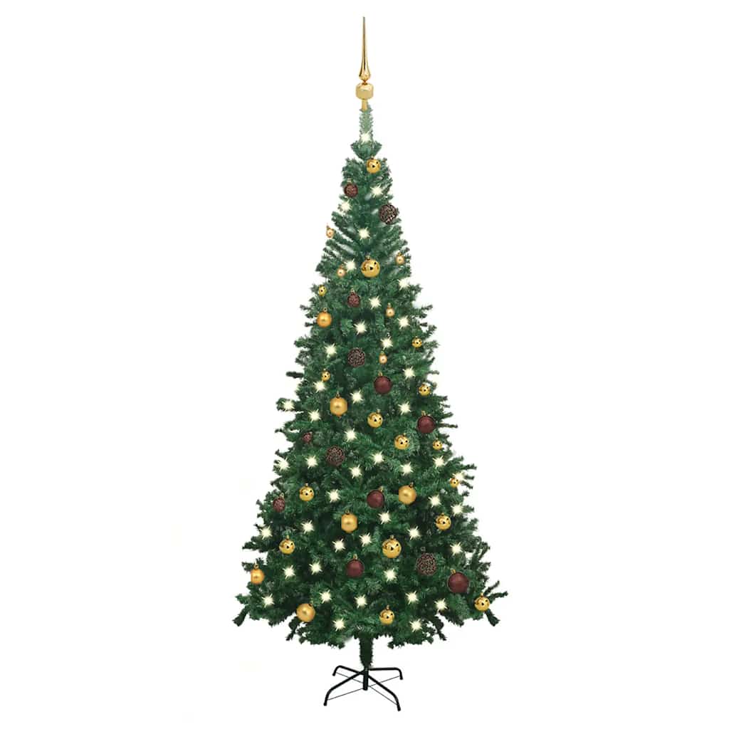 Kunstkerstboom met verlichting en kerstballen L 240 cm groen is nu te koop bij PeponiXL, paradijselijk wonen!
