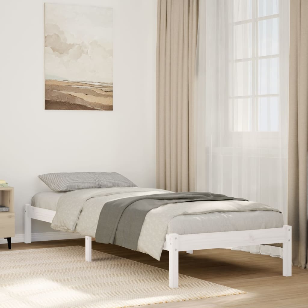 Bedframe extra lang zonder matras grenenhout wit 80x220 cm is nu te koop bij PeponiXL, paradijselijk wonen!