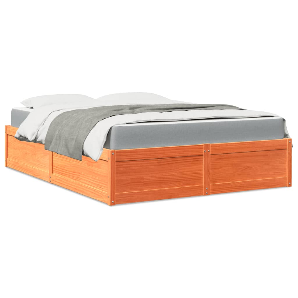 Bed met matras massief grenenhout wasbruin 160x200 cm is nu te koop bij PeponiXL, paradijselijk wonen!