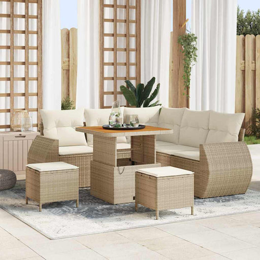 Tuin Sofa Set 8 st 7-Aantal zitplaatsen Beige en Crème is nu te koop bij PeponiXL, paradijselijk wonen!