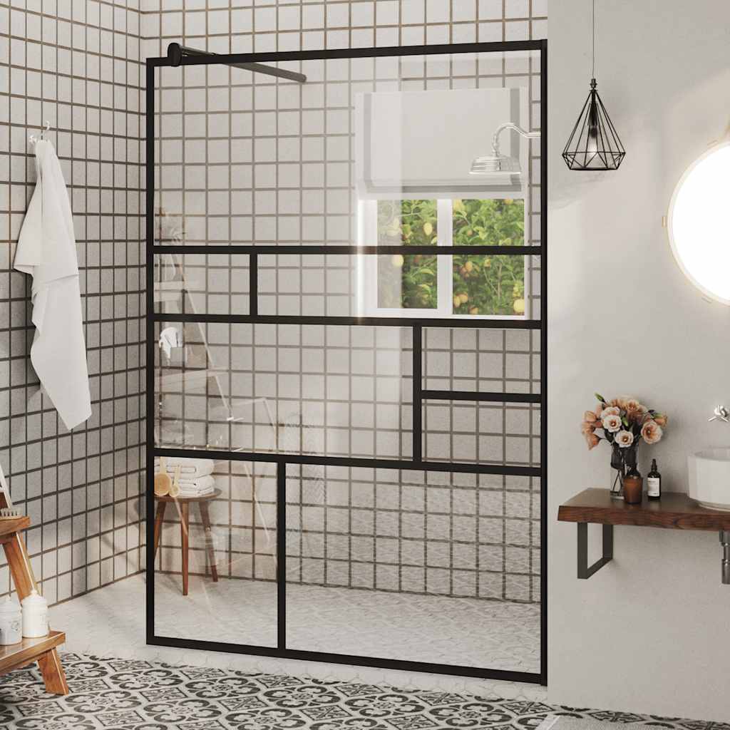 Inloopdouchewand 115x195 cm ESG-glas transparant en zwart is nu te koop bij PeponiXL, paradijselijk wonen!