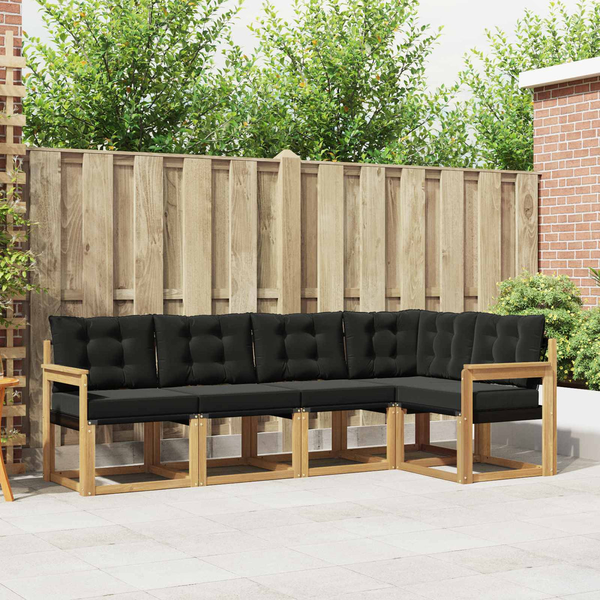 Buiten bankenset met kussen 5 pcs Wit en zwart is nu te koop bij PeponiXL, paradijselijk wonen!
