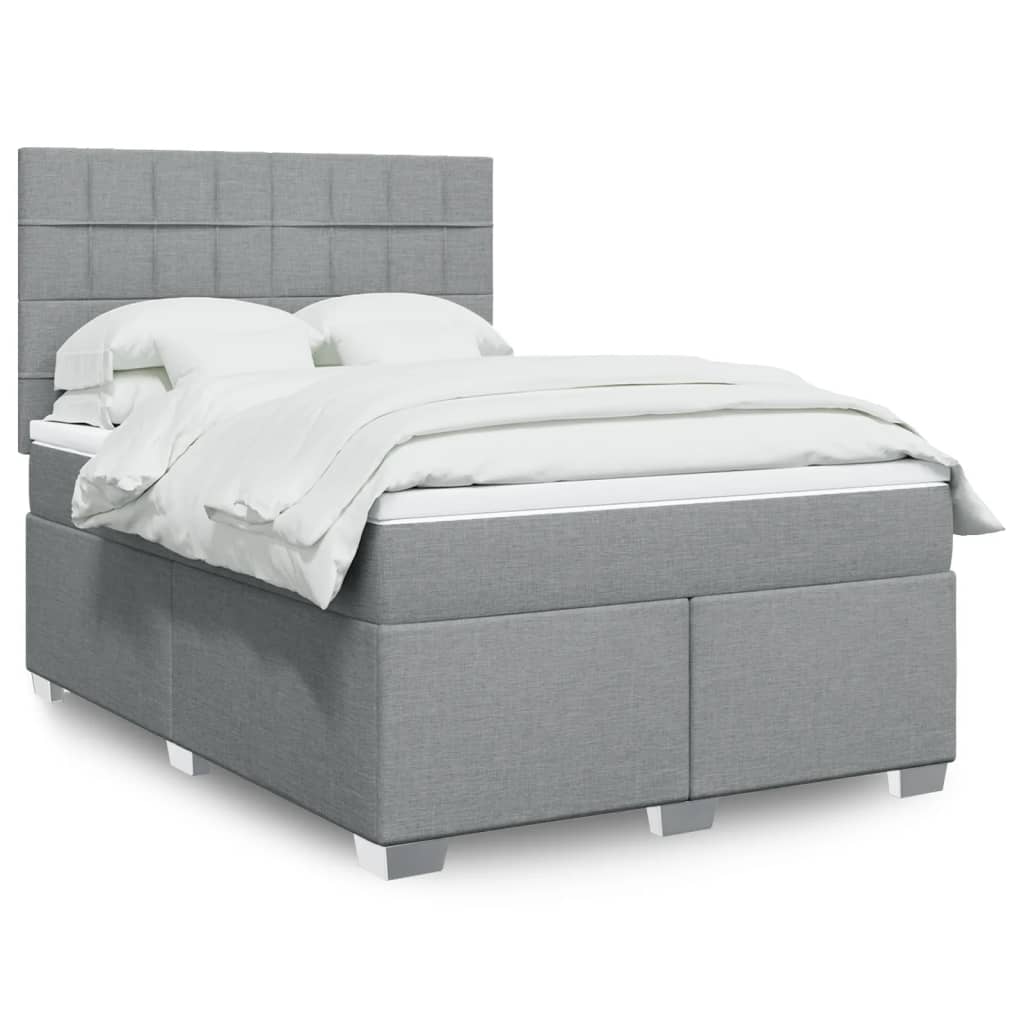 Boxspring met matras stof lichtgrijs 140x200 cm is nu te koop bij PeponiXL, paradijselijk wonen!