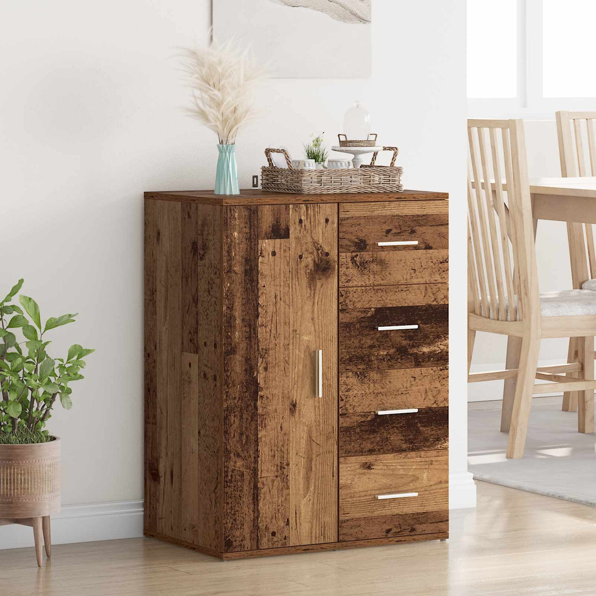 Dressoir met lade Oud Hout 59 x 39 x 80 cm Bewerkt hout is nu te koop bij PeponiXL, paradijselijk wonen!