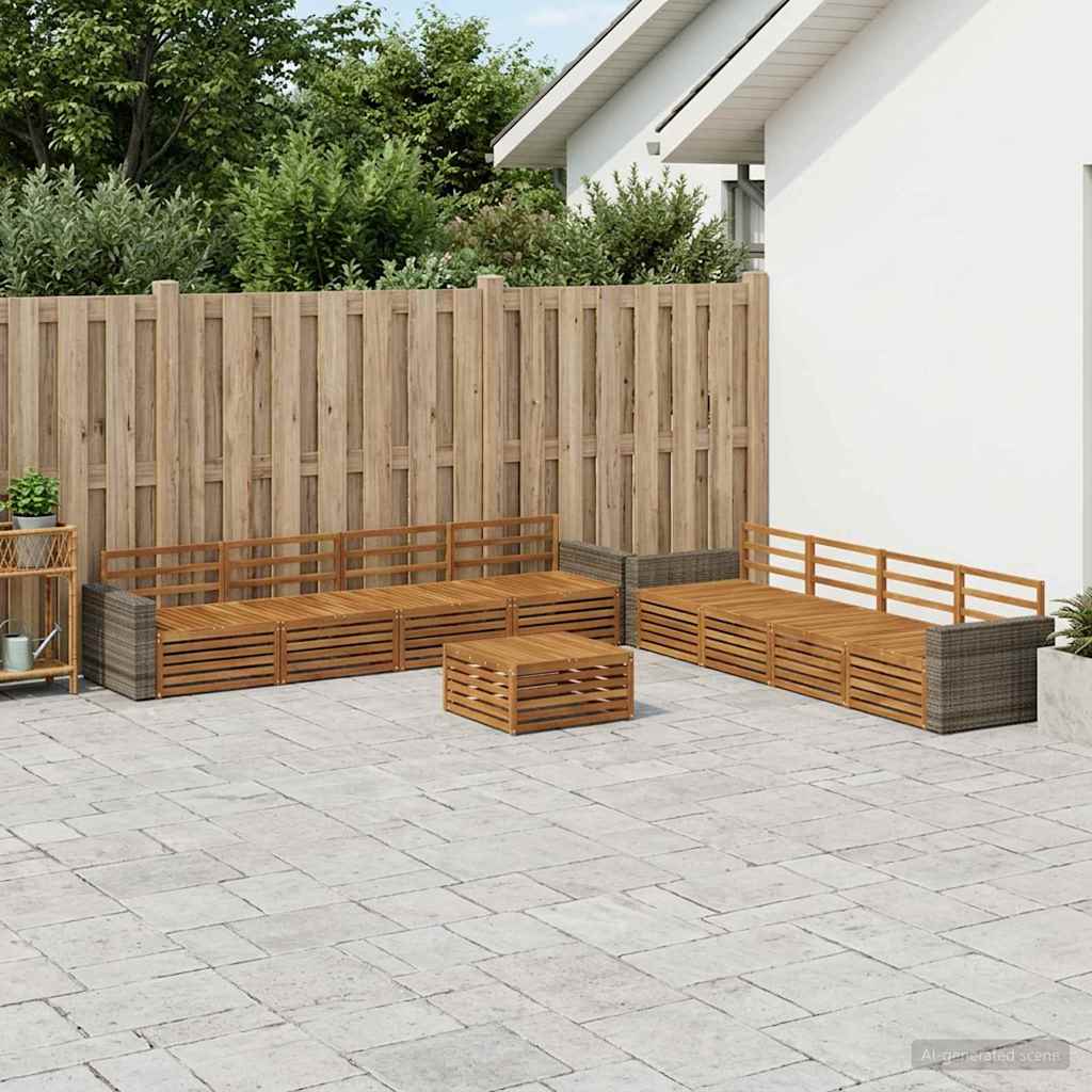 Buiten bankenset 9 pcs Naturel Massief acaciahout is nu te koop bij PeponiXL, paradijselijk wonen!
