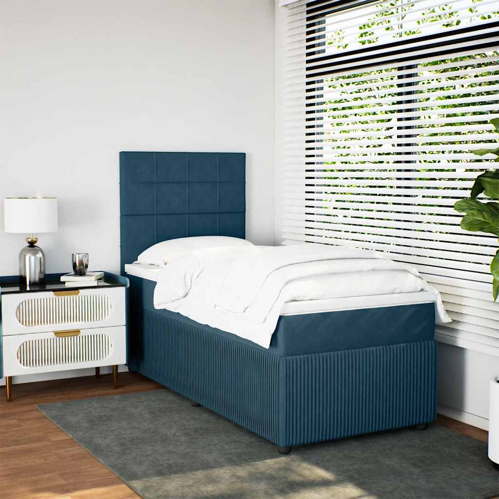 Boxspring met matras fluweel blauw 90x190 cm is nu te koop bij PeponiXL, paradijselijk wonen!