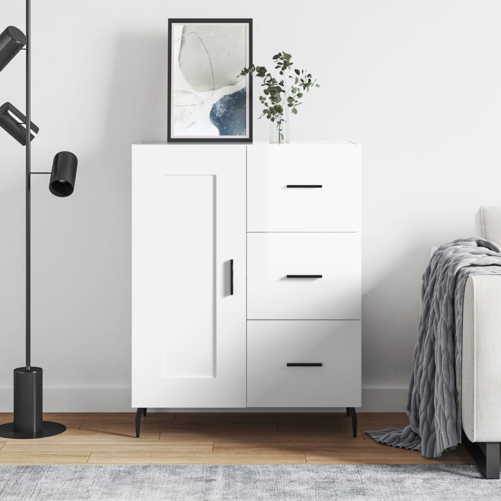 Dressoir 69,5x34x90 cm bewerkt hout hoogglans wit is nu te koop bij PeponiXL, paradijselijk wonen!