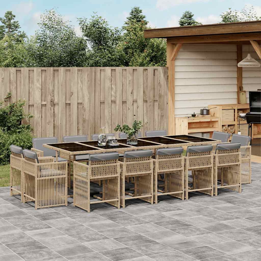 15-delige Tuinset met kussens poly rattan gemengd beige is nu te koop bij PeponiXL, paradijselijk wonen!