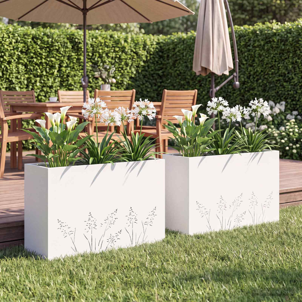 Plantenbak 2 st Wit 80 x 20 x 49 cm Koudgewalst staal is nu te koop bij PeponiXL, paradijselijk wonen!