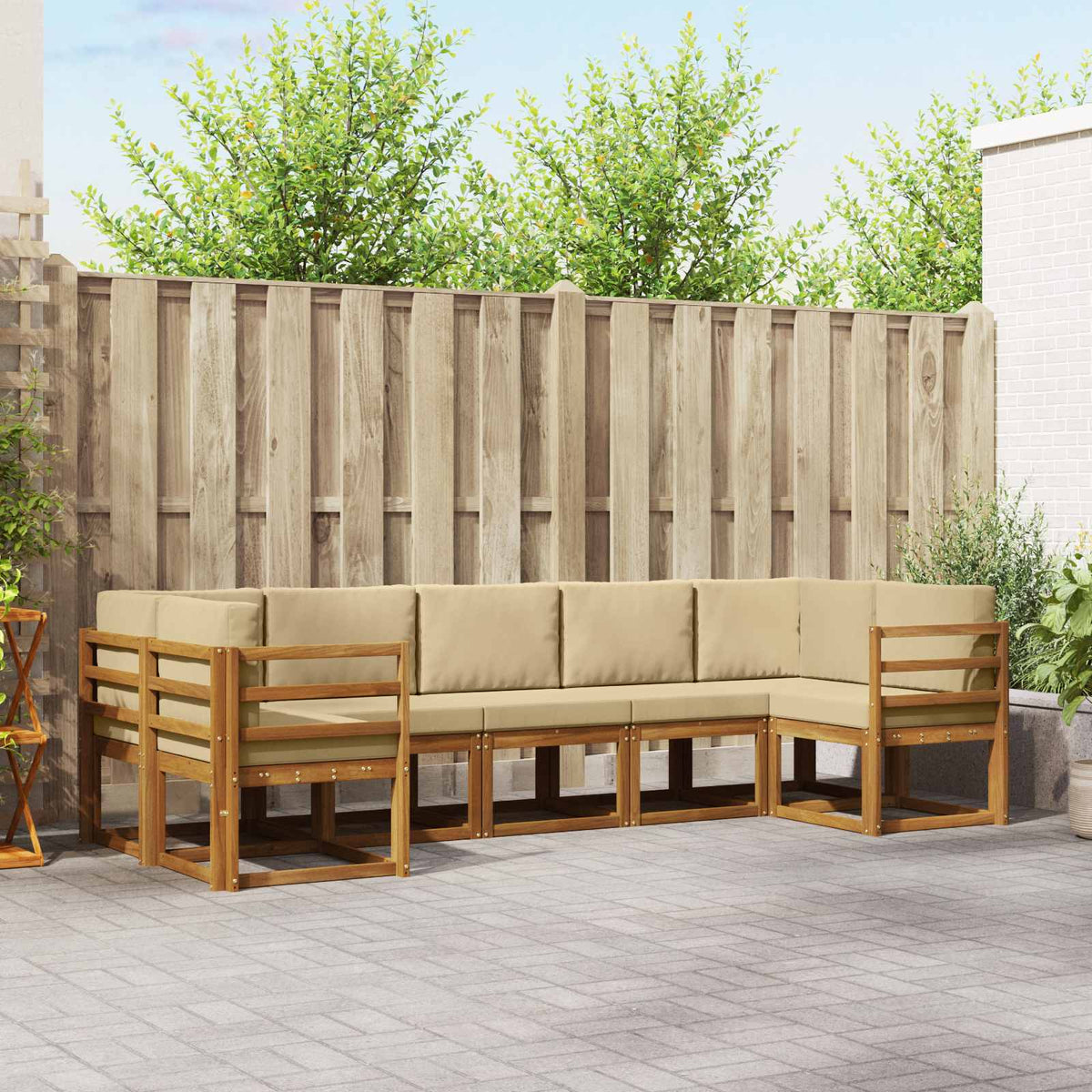 Buiten bankenset met kussen 7 pcs Natuurlijk en Beige is nu te koop bij PeponiXL, paradijselijk wonen!