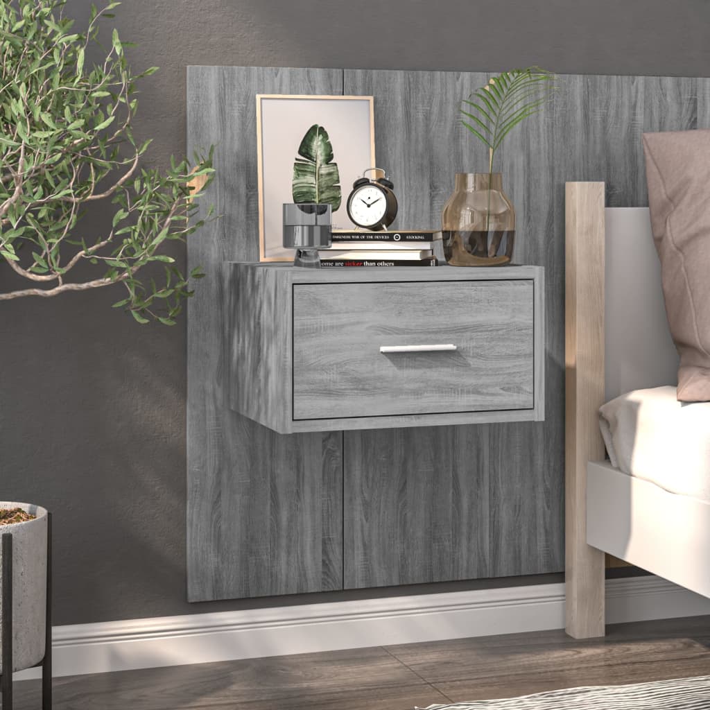 Nachtkastje wandgemonteerd grijs sonoma eikenkleurig is nu te koop bij PeponiXL, paradijselijk wonen!