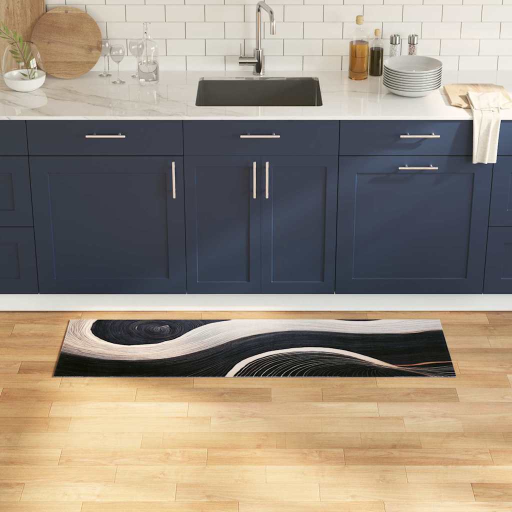 Keuken Vloerkleed Zwart 150 x 45 cm Fluweel is nu te koop bij PeponiXL, paradijselijk wonen!