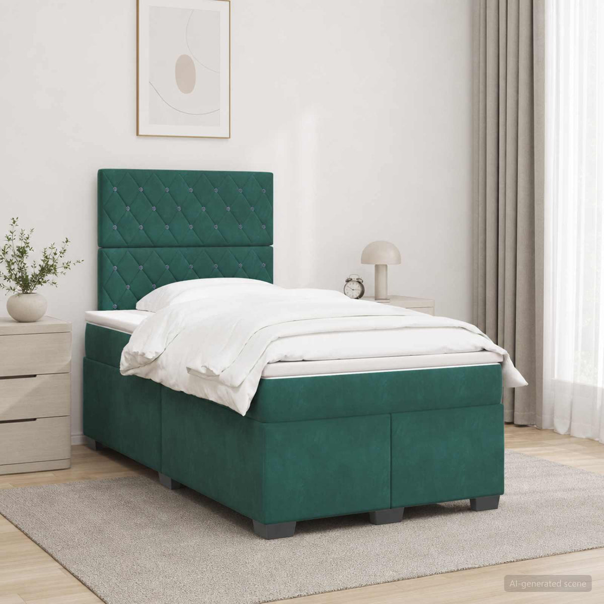 Boxspringbed met matras Donkergroen 120 x 190 cm Fluweel is nu te koop bij PeponiXL, paradijselijk wonen!