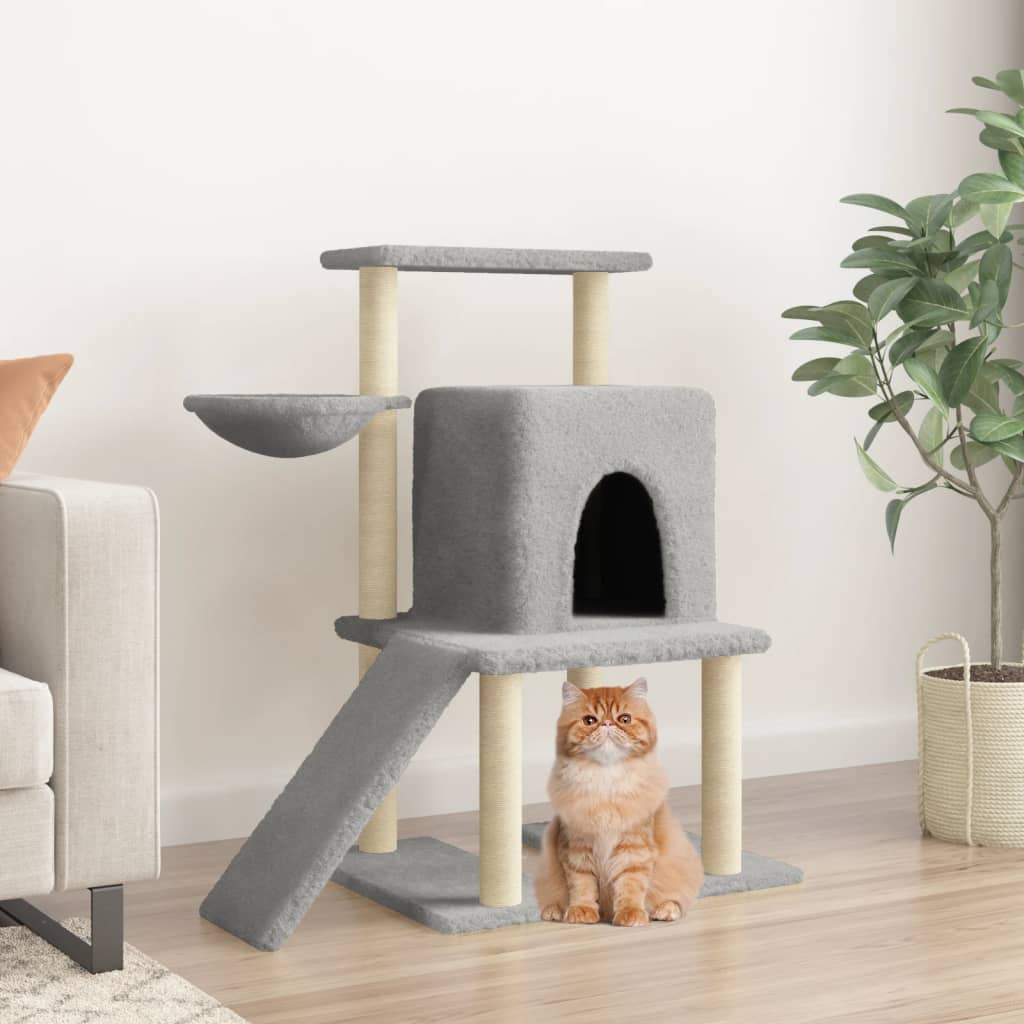 Kattenmeubel met sisal krabpalen 96,5 cm lichtgrijs is nu te koop bij PeponiXL, paradijselijk wonen!