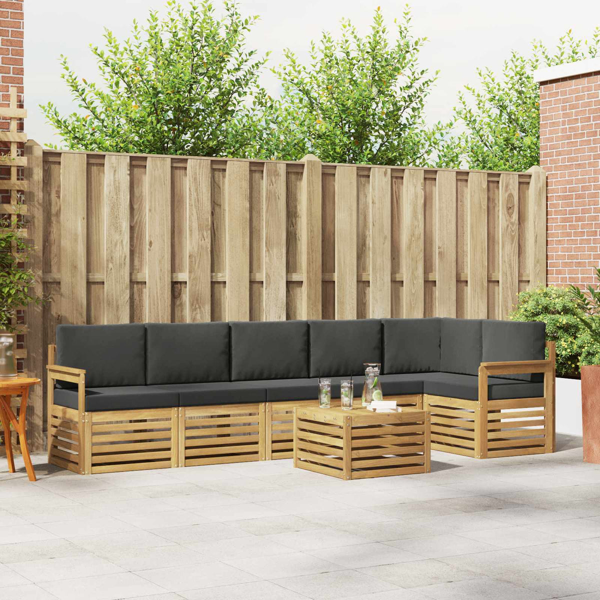 Buiten bankenset 7 pcs Wit en antracietkleurig 59 x 59 x 37 cm is nu te koop bij PeponiXL, paradijselijk wonen!