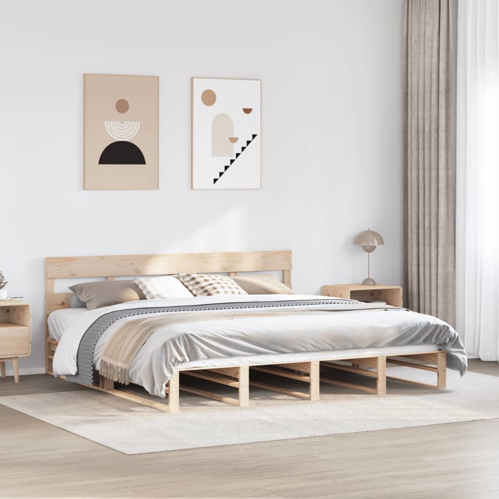 Bedframe zonder matras massief grenenhout 200x200 cm is nu te koop bij PeponiXL, paradijselijk wonen!
