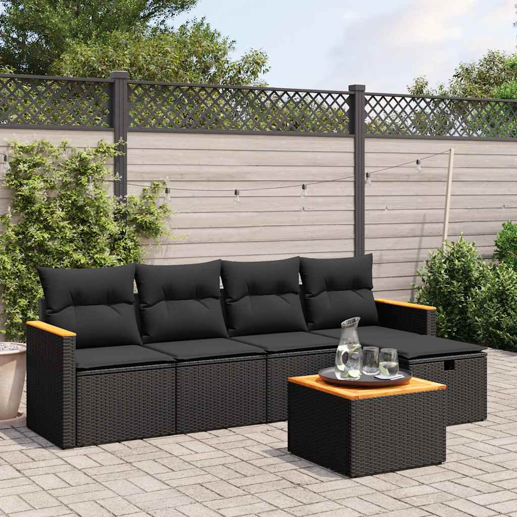 6-delige Loungeset met kussens poly rattan zwart is nu te koop bij PeponiXL, paradijselijk wonen!