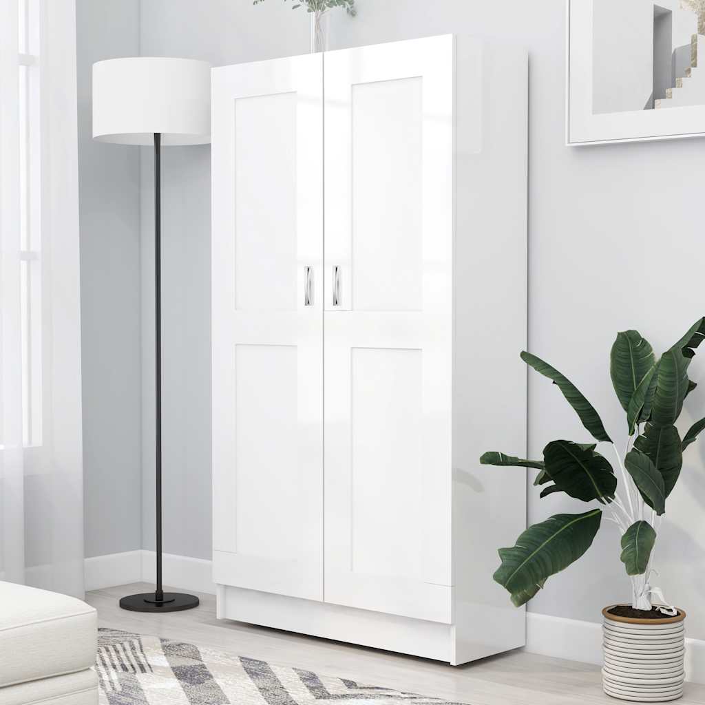 Boekenkast 82,5x30,5x150 cm bewerkt hout hoogglans wit is nu te koop bij PeponiXL, paradijselijk wonen!