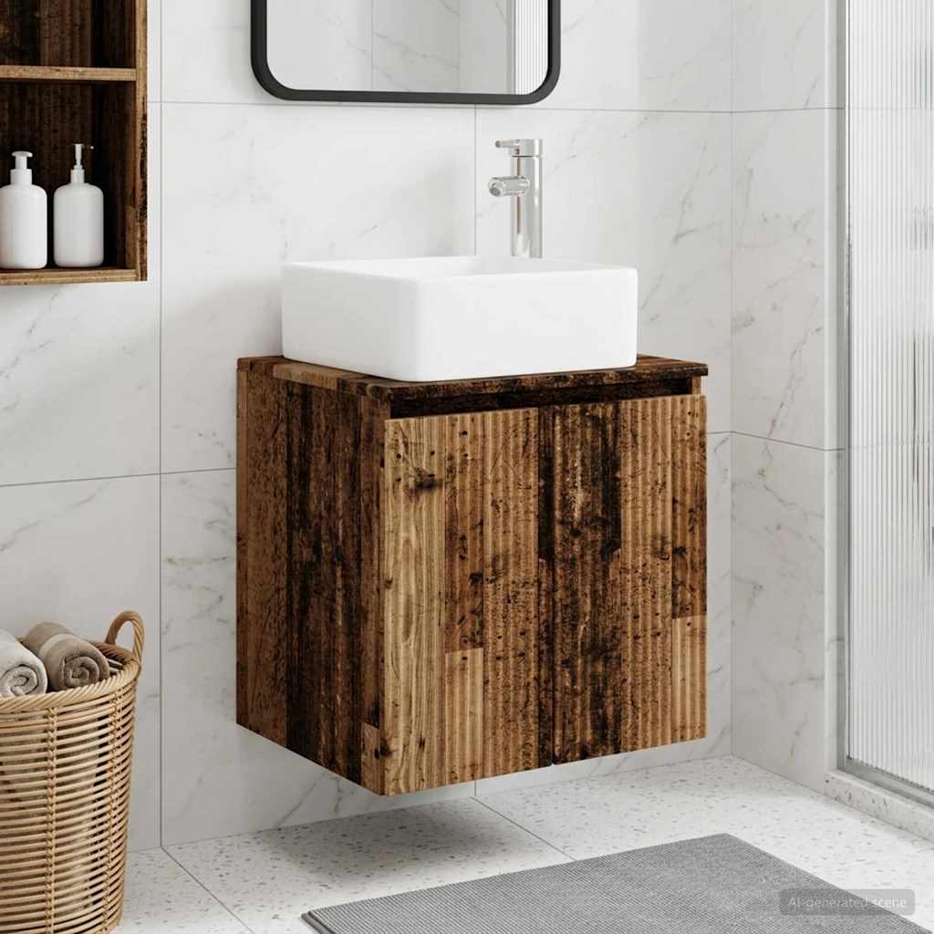 Wandgemonteerde wastafelmeubel Oud hout 53 x 35 x 63 cm is nu te koop bij PeponiXL, paradijselijk wonen!