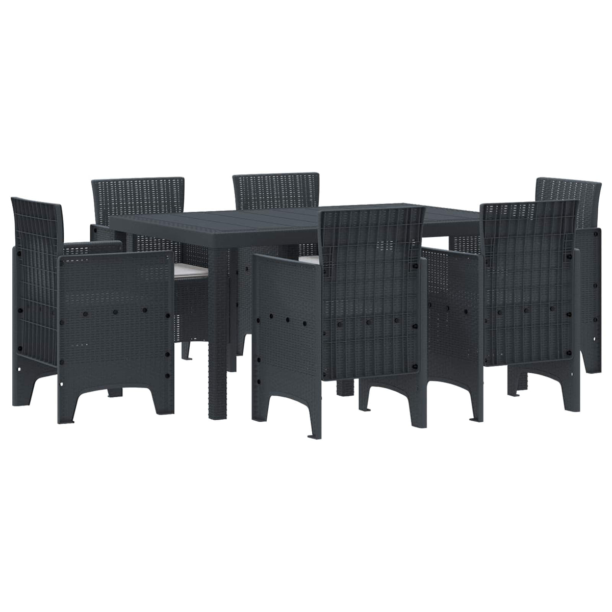 Tuin Eetset 7 pcs Antraciet Polt riet is nu te koop bij PeponiXL, paradijselijk wonen!