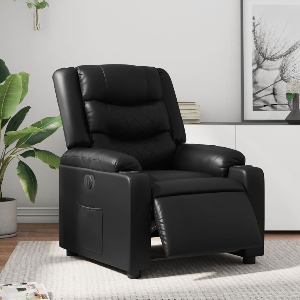 Fauteuil elektrisch verstelbaar kunstleer zwart is nu te koop bij PeponiXL, paradijselijk wonen!