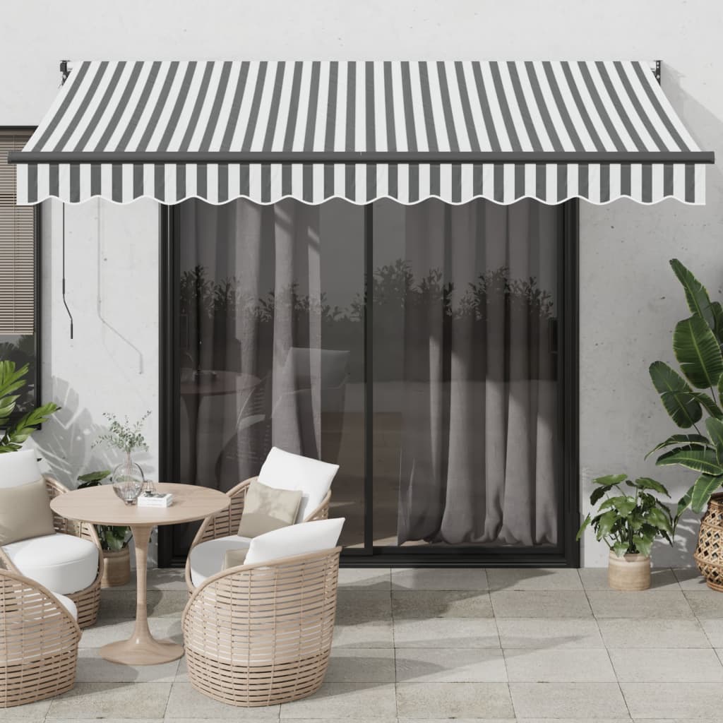 Luifel uittrekbaar 3,5x2,5 m stof en aluminium antraciet en wit is nu te koop bij PeponiXL, paradijselijk wonen!
