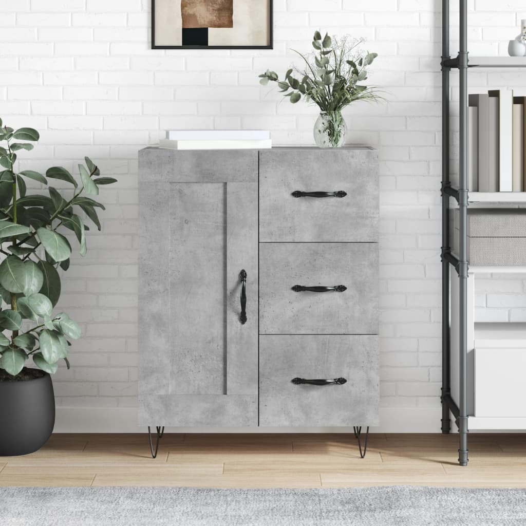 Dressoir 69,5x34x90 cm bewerkt hout betongrijs is nu te koop bij PeponiXL, paradijselijk wonen!