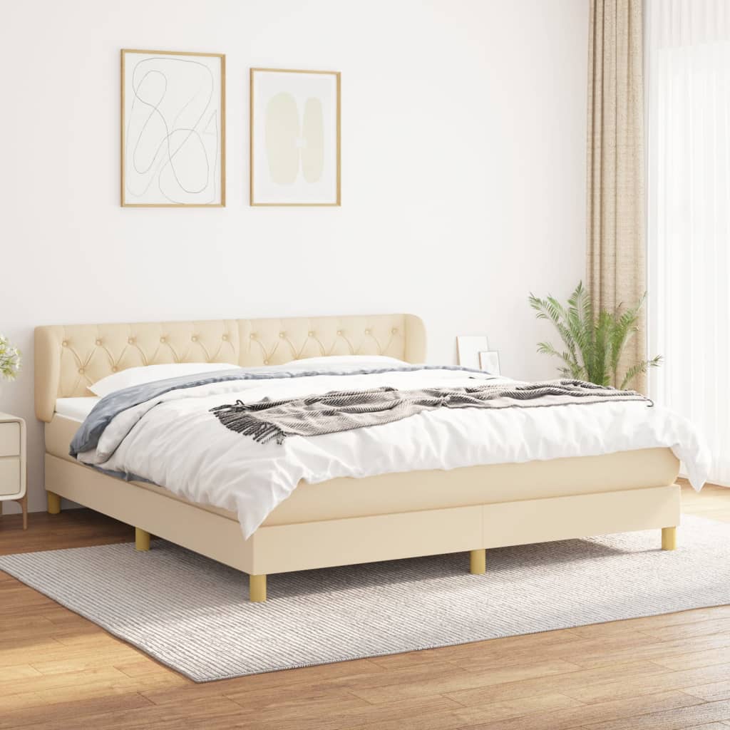 Boxspring met matras stof crèmekleurig 160x200 cm is nu te koop bij PeponiXL, paradijselijk wonen!